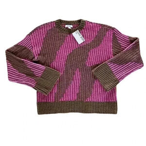 Nine West Pink and Brown Fuzzy Sweater NWT Size small